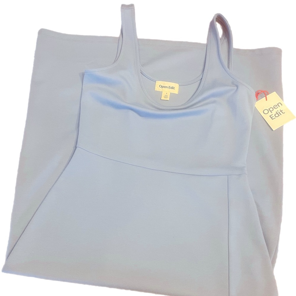 NWT Nordstrom Open Edit Baby Blue Slit Cotton Dress Size S